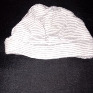 Carter's White and Gray Striped Kids Beanie